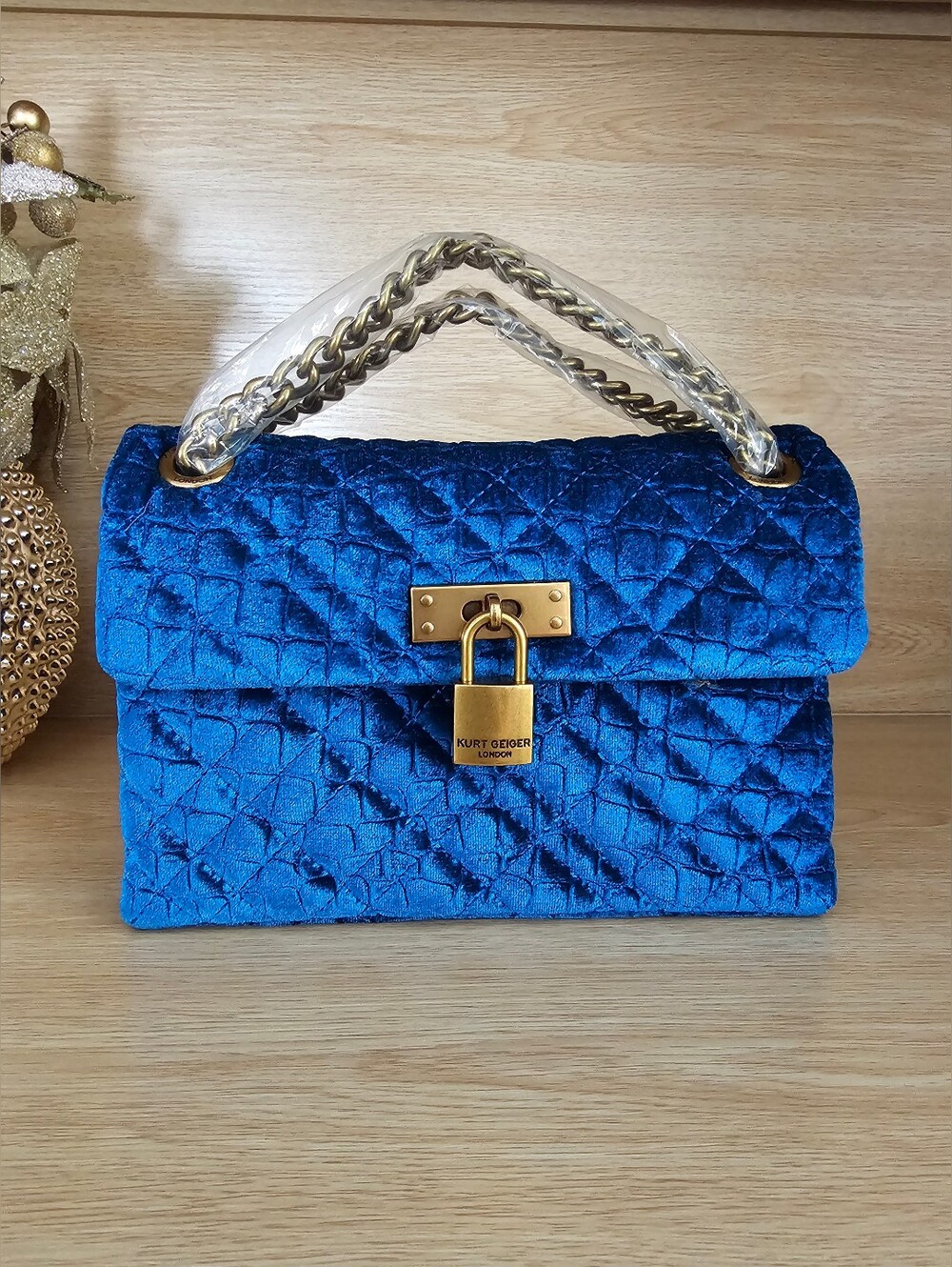 Kurt Geiger Londond Brixton Velvet Shoulder Bag.